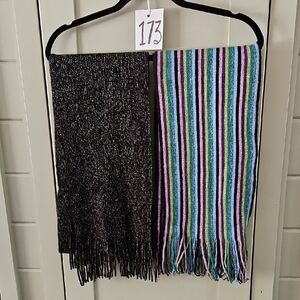 #173 Cejon Pair Of  Black/ Silver and Multicolor/sparkle Striped Scarf